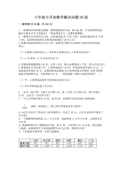六年级小升初数学解决问题50道精品（历年真题）.docx