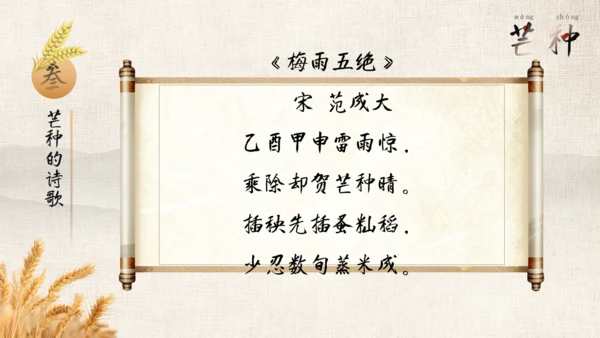 金色麦穗二十四节气之芒种通用PPT模板