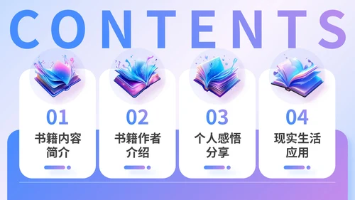 渐变3D风书籍推荐通用PPT模板