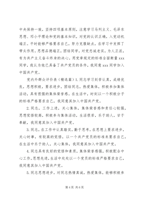 党内外群众评价表.docx