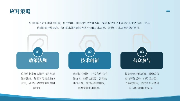 蓝色简约风决战污染携手共赢能源环境公司介绍PPT模板