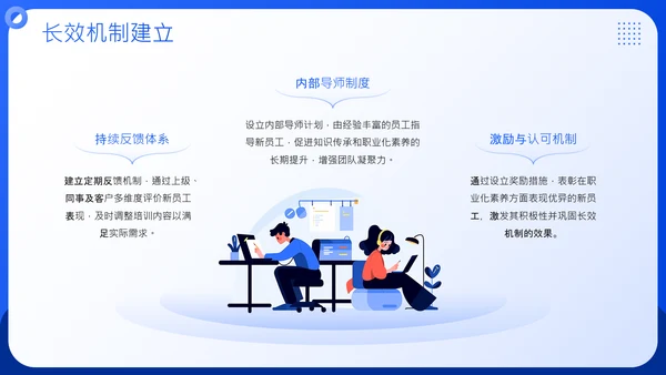 蓝色插画风企业人事员工培训PPT