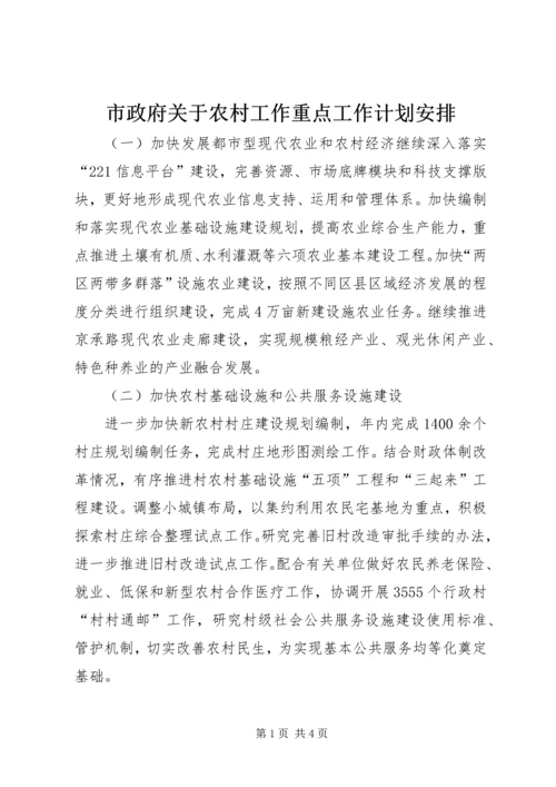 市政府关于农村工作重点工作计划安排 (2).docx