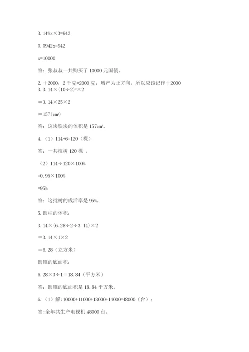 苏教版数学六年级下册试题期末模拟检测卷附完整答案【考点梳理】.docx