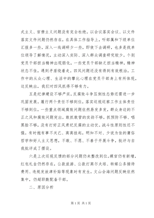 巡视反馈意见整改专题民主生活会对照检查(领导班子)四篇.docx