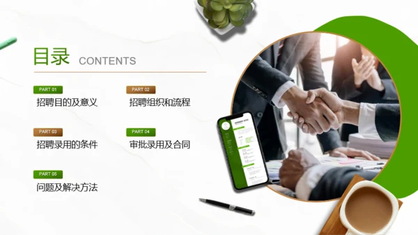 绿色商务风春季招聘方案PPT模板