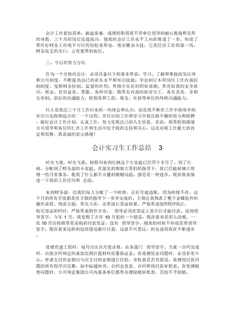 会计实习生工作总结