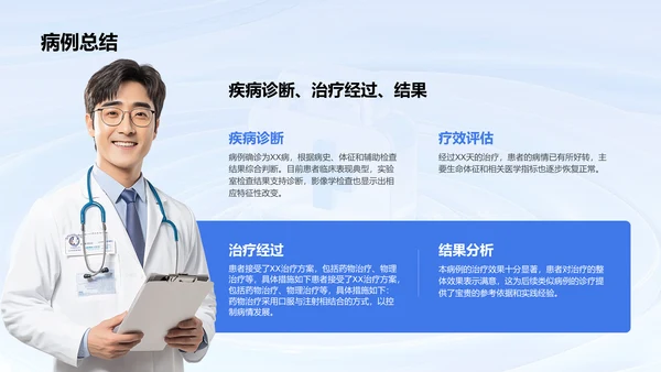 蓝色3D风临床实习病例汇报模板PPT模板