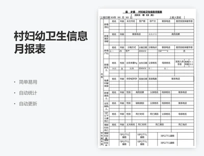 村妇幼卫生信息月报表