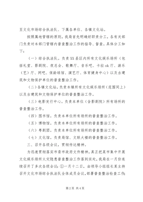 文化娱乐经营场所火灾隐患普查整治工作情况汇报.docx
