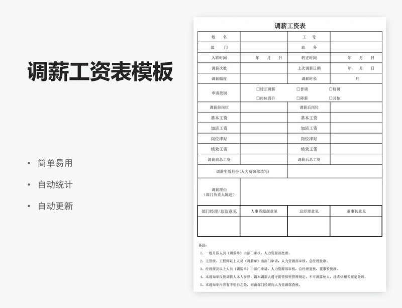 调薪工资表模板