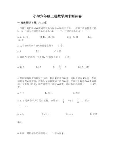 小学六年级上册数学期末测试卷（易错题）word版.docx