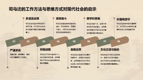 黄色中式国风司马迁人物介绍PPT模板