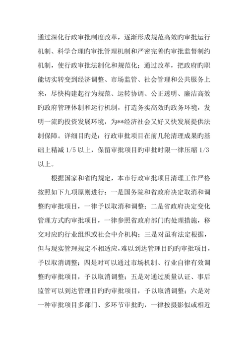 市行政审批项目清理工作汇报.docx