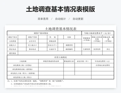 土地调查基本情况表模版