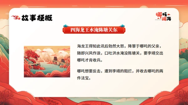 哪吒闹海神话故事通用PPT模板