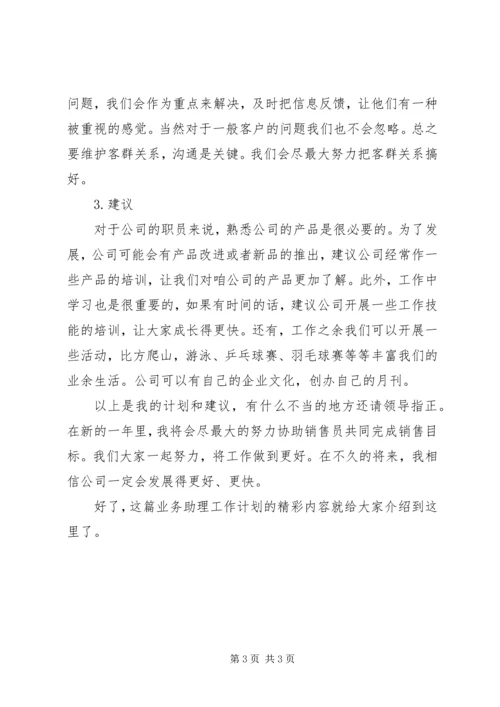 精选业务助理工作计划 (5).docx