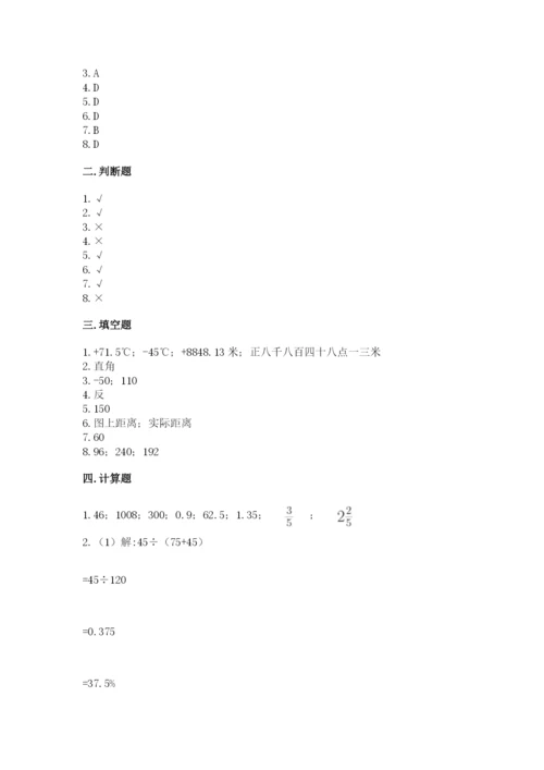北师大版小学六年级下册数学期末综合素养测试卷完美版.docx