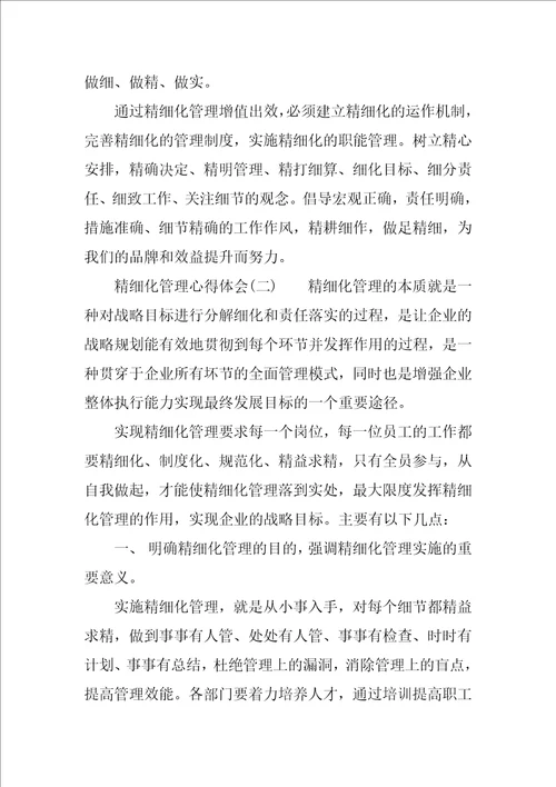 精细化管理心得体会