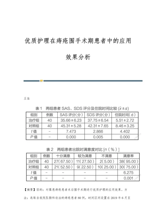 优质护理在痔疮围手术期患者中的应用效果分析.docx