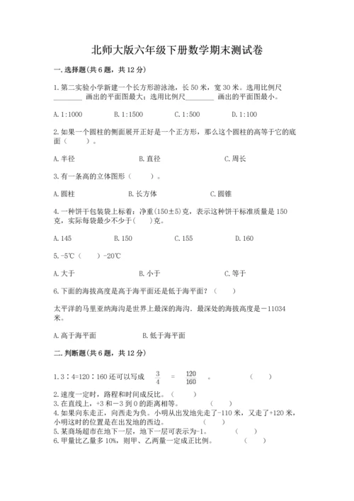 北师大版六年级下册数学期末测试卷附参考答案（培优a卷）.docx