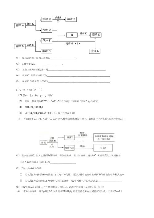 [精题分解]高考化学考前重点题型专项训练—无机推断