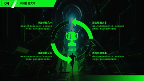 勇往直前，黑绿科技风工作总结报告通用PPT模板