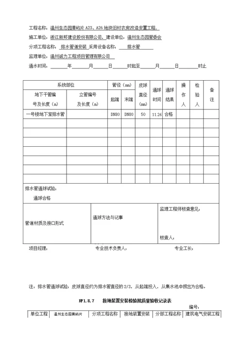 人防资料带现场验收验收记录表