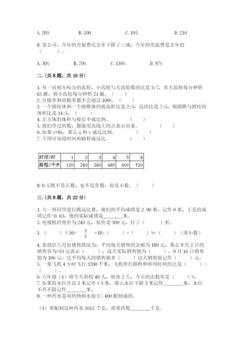 小学六年级数学期末自测题含答案【能力提升】.docx