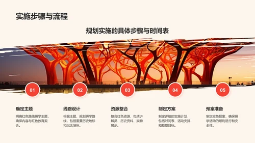 红色复古风研学旅行红色路线规划介绍PPT模板