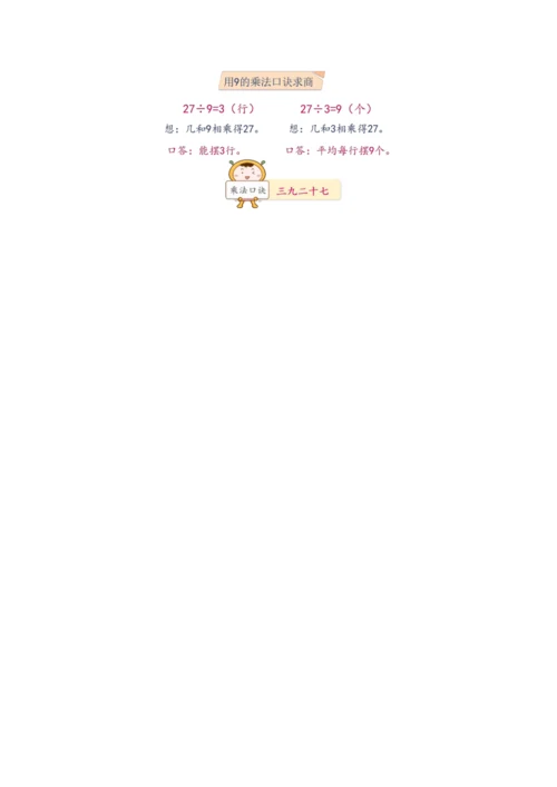4.2《用9的乘法口诀求商》（教案）人教版二年级数学下册