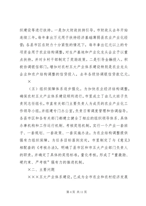 关于培育壮大五大产业体系促进农民增收情况的调查.docx