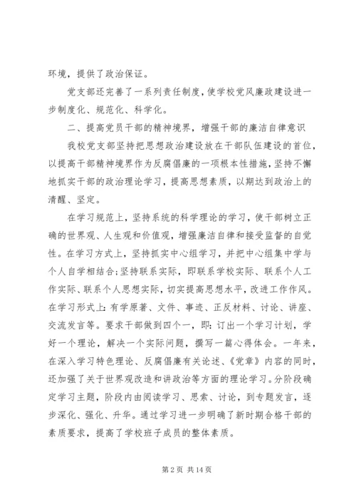 学校支部党风廉政建设自查报告.docx