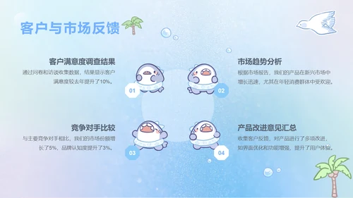 呆呆鲨蓝色卡通风年中汇报PPT通用模版