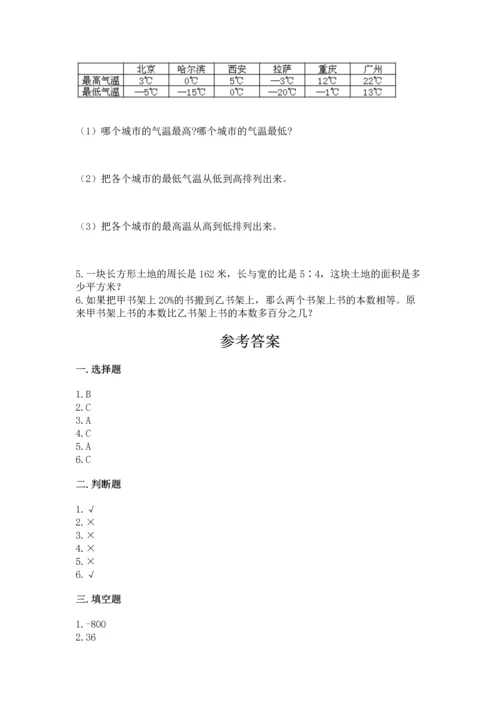 六年级下册数学《期末测试卷》附参考答案（名师推荐）.docx