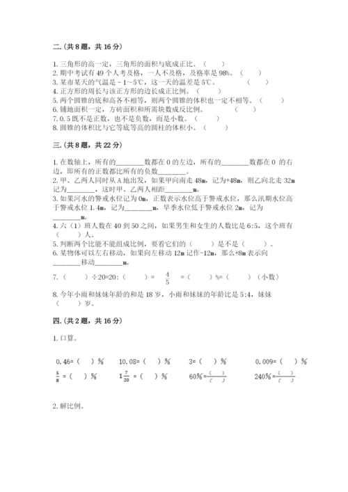 人教版数学小升初模拟试卷及完整答案（名校卷）.docx