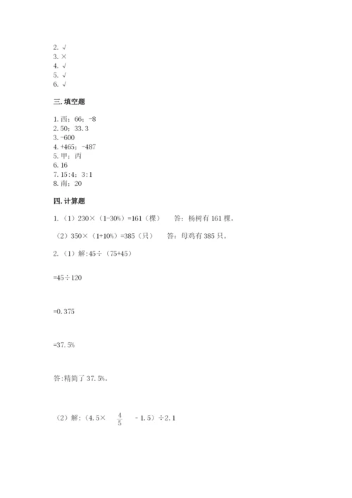 杜尔伯特蒙古族自治县六年级下册数学期末测试卷及精品答案.docx