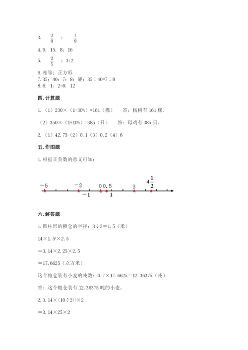 通州市六年级下册数学期末测试卷带答案.docx