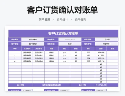客户订货确认对账单