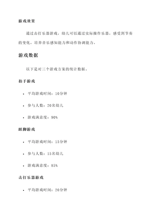 幼儿园节奏游戏游戏方案