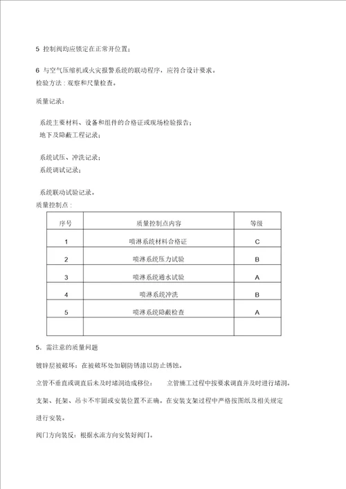 室内消防喷淋系统安装施工工艺标准