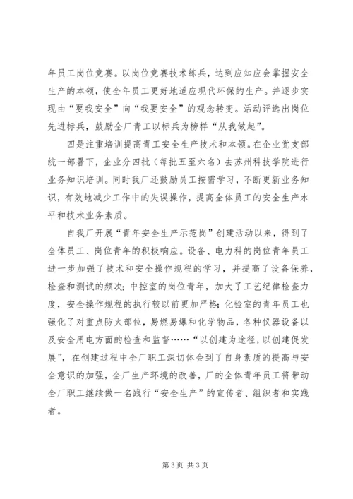企业青年安全示范岗申报材料 (2).docx
