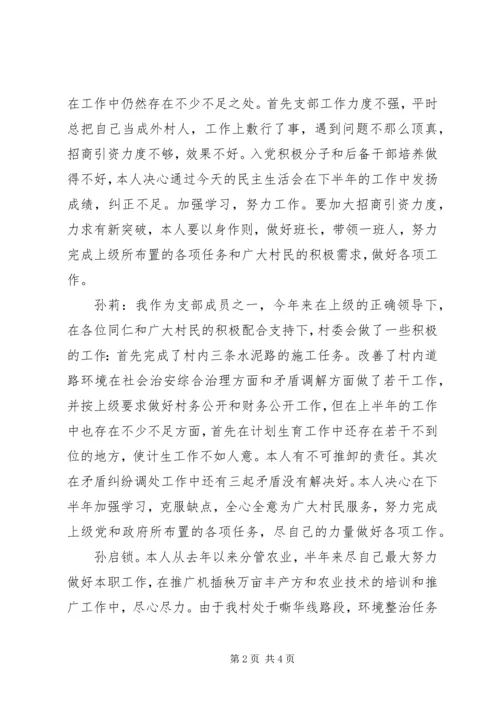 村党支部半年民主生活会记录 (2).docx