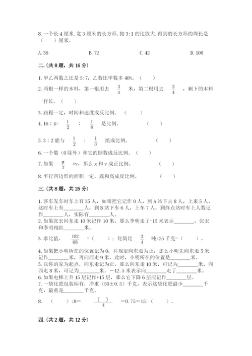 人教版数学六年级下册试题期末模拟检测卷附完整答案【典优】.docx