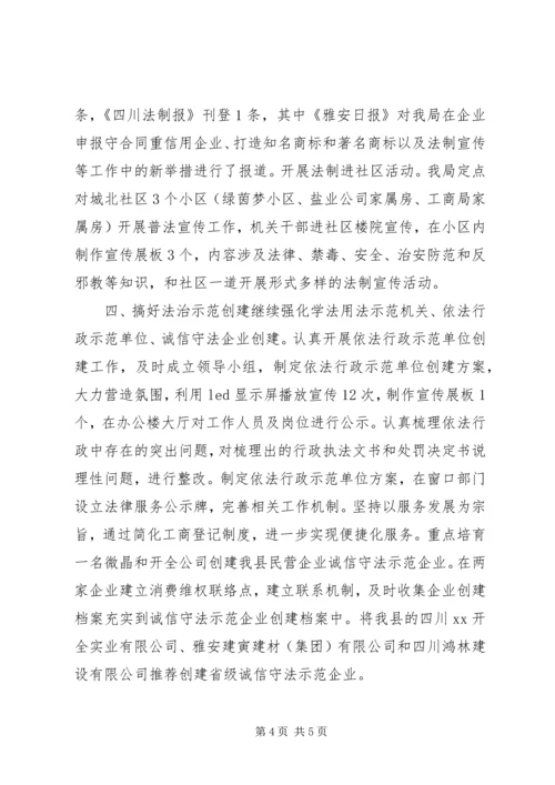 乡镇工商局年度依法治县工作总结.docx