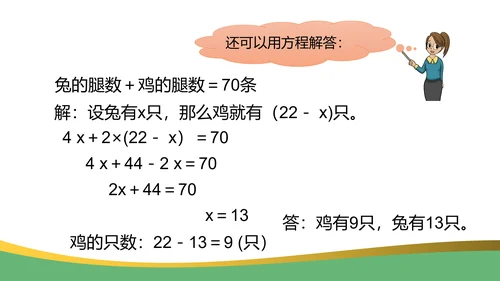 鸡兔同笼数学奥数教学课件通用PPT课件模板