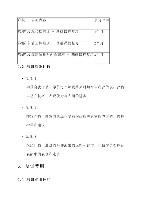 个人工作室舞蹈培训方案