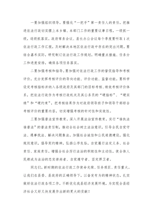 【讲话致辞】在全县2022年依法行政领导小组工作会议上的讲话发言材料.docx