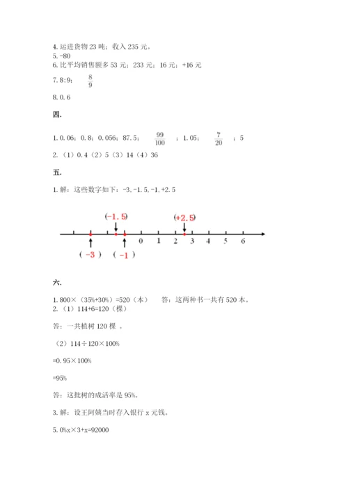 人教版数学六年级下册试题期末模拟检测卷附答案【a卷】.docx