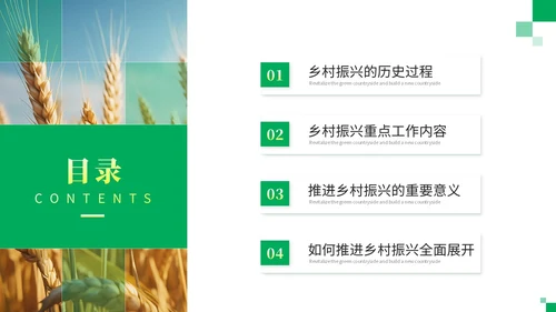 绿色简约商务乡村振兴建设新农村农业发展党课ppt模板